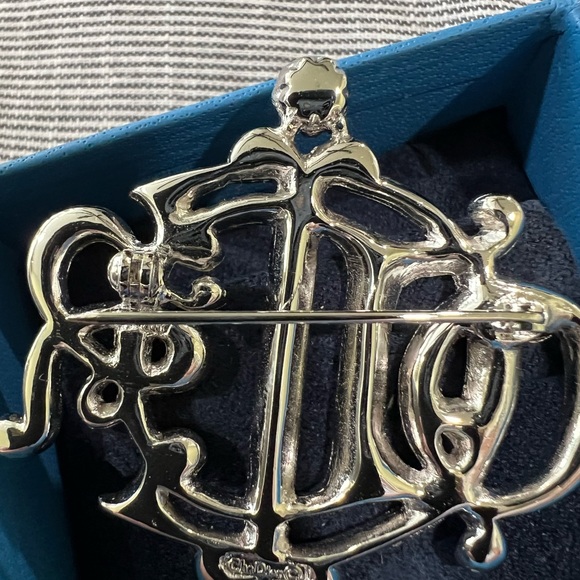 RARE NEW Christian Dior Monogram Brooch Pin Crystals. Made in Germany. NWT - Picture 2 of 5